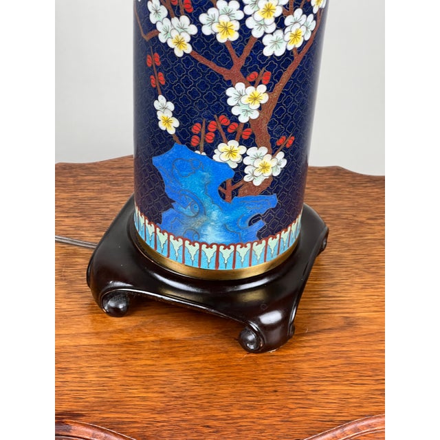 Metal Vintage Japanese Cloisonné Cylinder Table Lamp by Knob Creek For Sale - Image 7 of 9