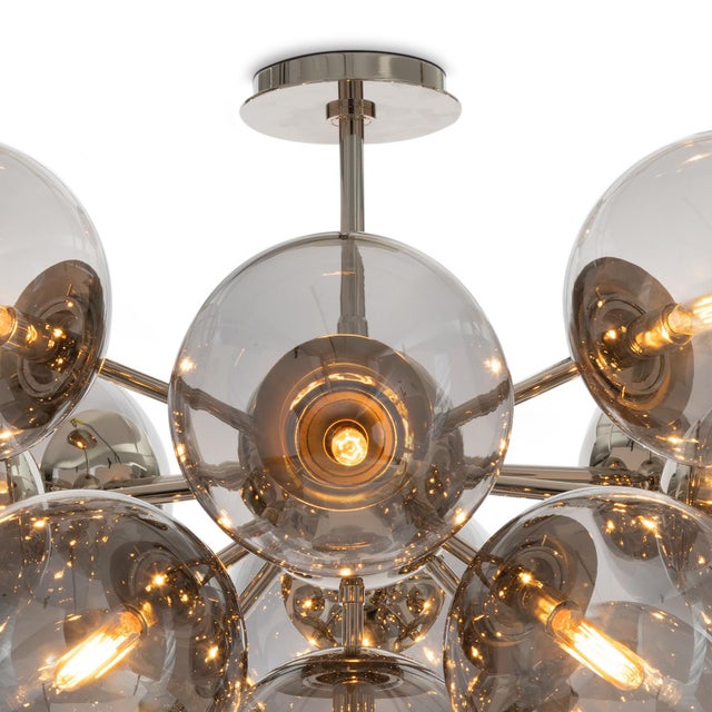 Contemporary Regina Andrew Shine Globe Flush Mount, Polished Nickel with Smoke Glass For Sale - Image 3 of 7