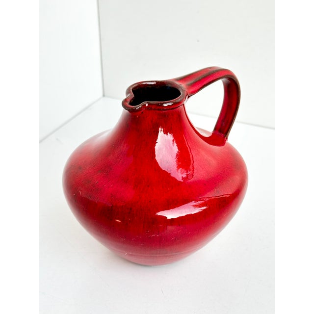 Ceramic Handcrafted Red Studio Ceramic Jug Vase by Elly & Wilhelm Kuch, Germany, 1960s For Sale - Image 7 of 11