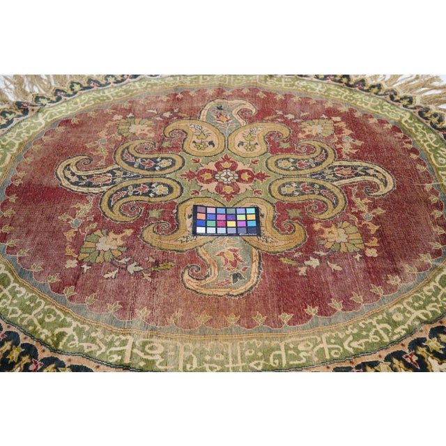 Red Antique Turkish Rug 4'5'' x 4'6'' For Sale - Image 8 of 9