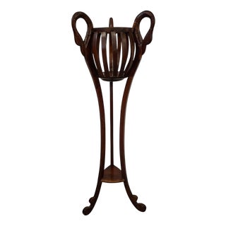 Vintage Cherry Wood Plant Pot, 1990s For Sale