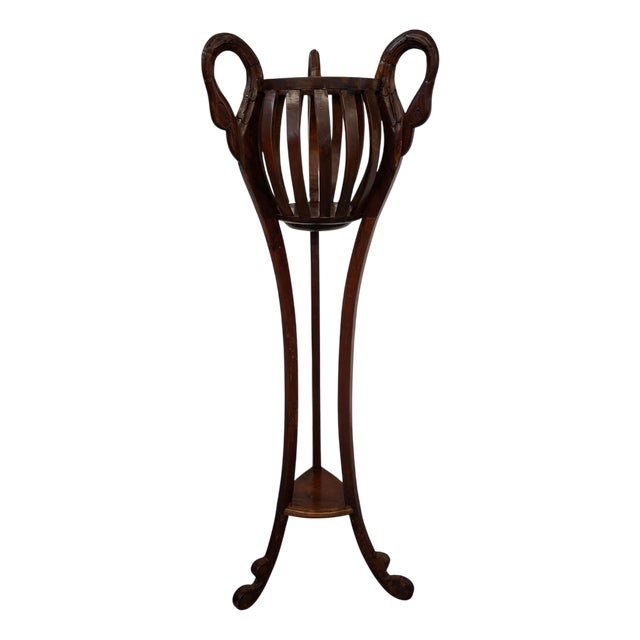 Vintage Cherry Wood Plant Pot, 1990s For Sale