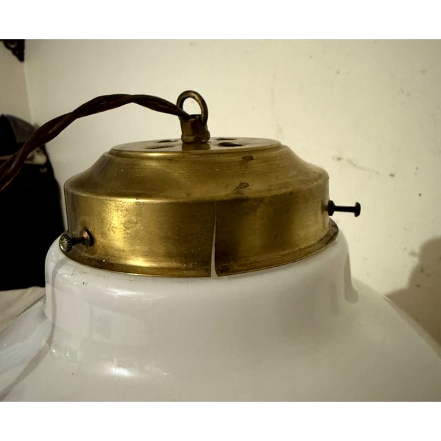 Vintage Hand Blown Italian Venetian Opal Glass Chandelier Ceiling Fixture Shade For Sale - Image 13 of 13