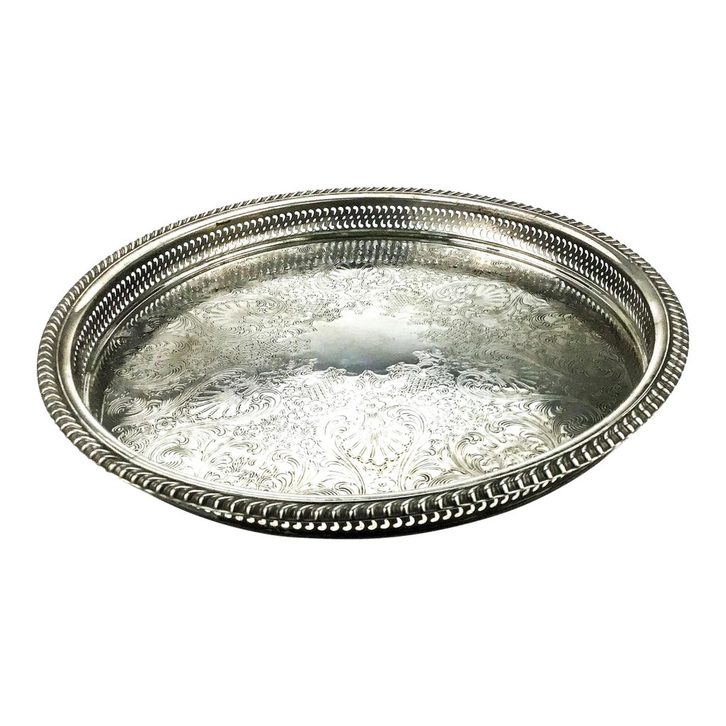 Vintage Silver Plate Turning Lazy Susan Display Tray | Chairish