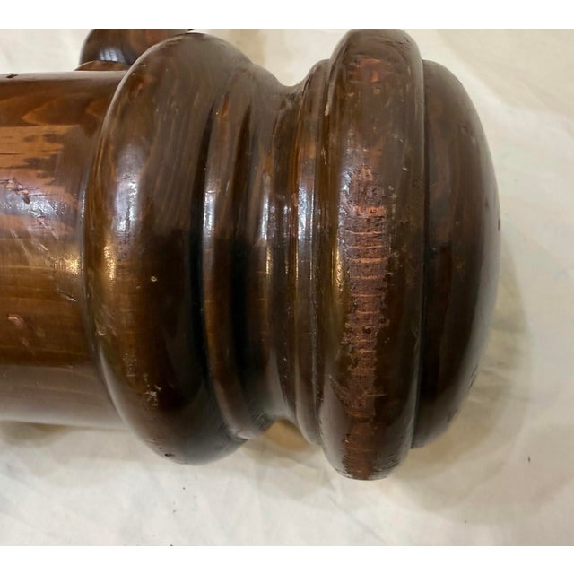 Huge Vintage Handmade Carved Turned Wooden Solid Wood Judge Auction Gavel Large For Sale - Image 9 of 11