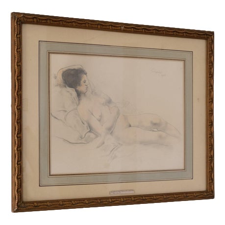 Armand Rassenfosse, Female Nude, Pencil on Paper, 1928 For Sale