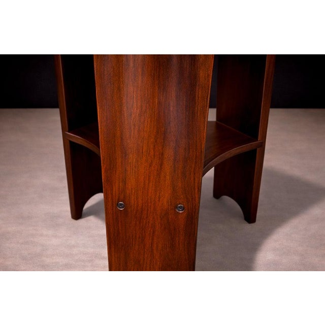 Taupe Brazilian Mid-Century Three Legged Round Stool in Hardwood, Cimo For Sale - Image 8 of 11