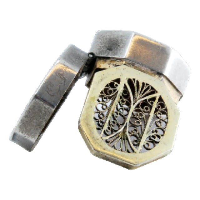 Octagonal Silver and Gold Vinaigrette Box For Sale