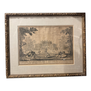 Antique Gilt Framed Litho Book Print View of the Garden Building j.b. Fischer Von Erlach