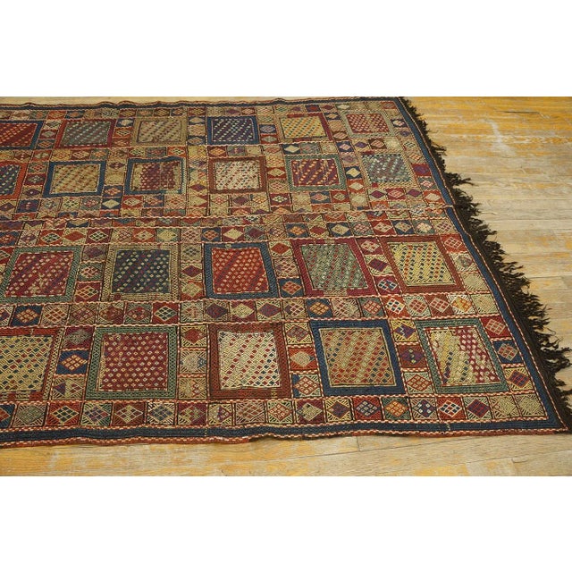 1880s Multi Geometric Rustic Antique Caucasian Verneh Flat-Weave Carpet 5'6" X 7'10" Wool Rug For Sale - Image 9 of 12