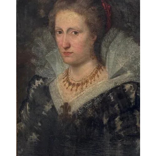 Spanish or Flemish School Artist, Portrait of a Noble Lady, Oil on Canvas, 17th Century For Sale - Image 3 of 5