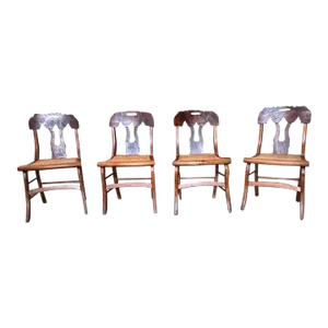 Set of 4 Federal Style Cane Seat Dining Side Chairs, 19th Century
