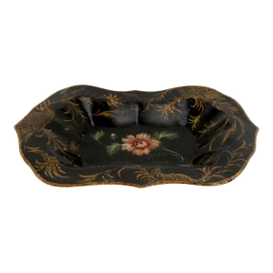 Vintage Hand-Painted Floral Trays in Iron