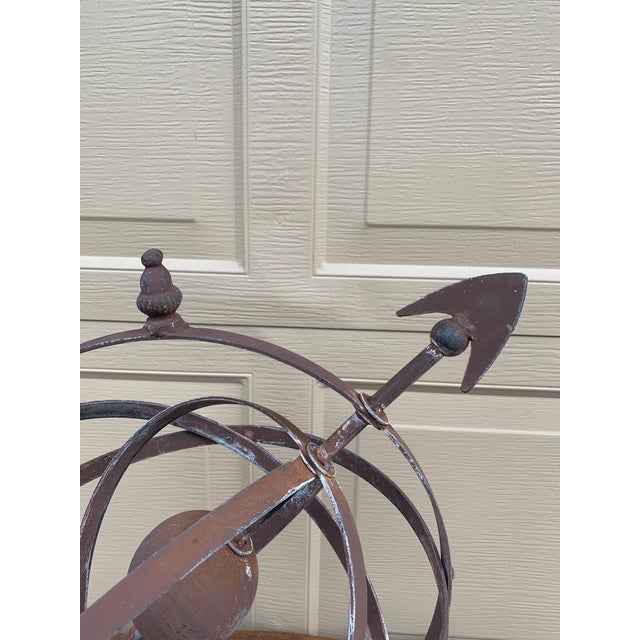 Vintage French Country Iron Garden Armillary Sundial For Sale In South Bend - Image 6 of 10