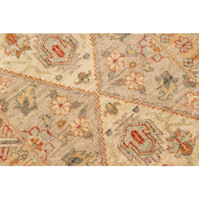 Contemporary Early 21st Century Contemporary Indian Handmade Beige Floral Wool Runner For Sale - Image 3 of 7