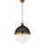 Thomas O'Brien for Visual Comfort Signature Hicks Extra Large Pendant in Bronze & Hand-Rubbed Antique Brass with White Glass For Sale