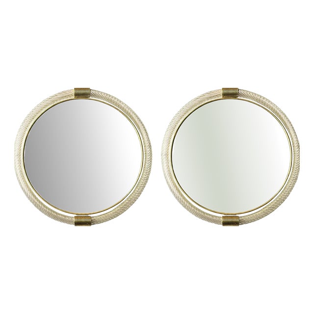 Venetian Torciglione Murano Glass Wall Mirrors with Gold Leaf Detailing by Simoeng, Set of 2 For Sale