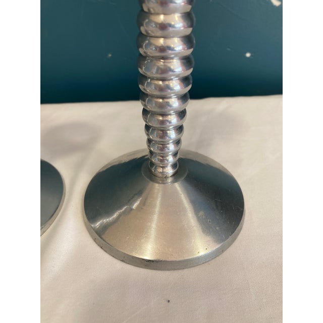 Mid-Century Modern Candlesticks - Stacked Ring Design Pair For Sale In Oklahoma City - Image 6 of 9