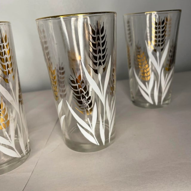 Gold Vintage Golden Wheat Glass Tumblers- Set of 8 For Sale - Image 8 of 12