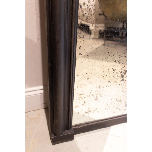 Antique French Full Length Mirror In Handpainted Black Frame