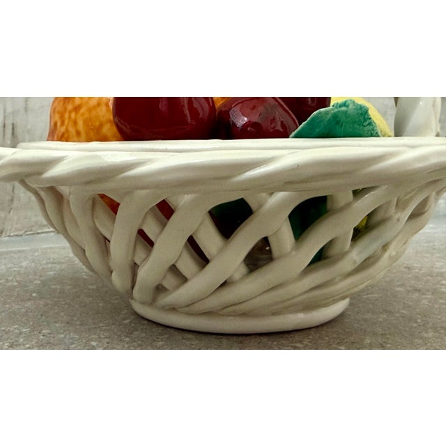 Vintage 1970’s Italian Ceramic, Majolica Fruit Basket, in the Style of Bassano For Sale - Image 12 of 12