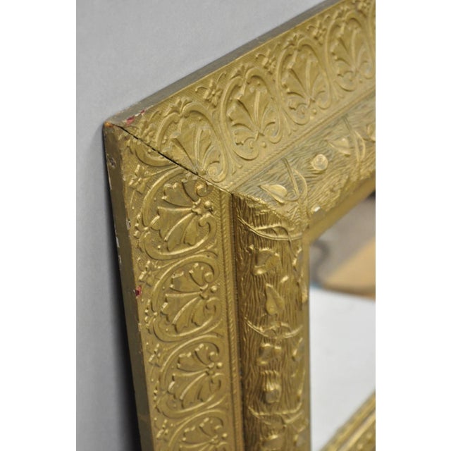 Antique Victorian Gold Giltwood Gesso Leaf Vine Small Black Forrest Wall Mirror For Sale - Image 9 of 11