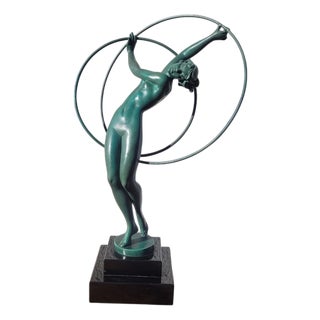After Fayral, Art Deco Illusion Sculpture, 20th Century, Spelter For Sale