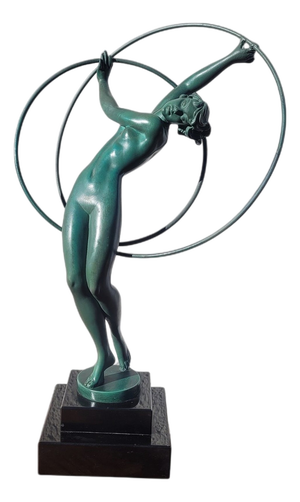 After Fayral, Art Deco Illusion Sculpture, 20th Century, Spelter
