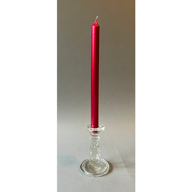 Vintage Single Crystal Glass 5.5" x 3.5" Round Candlestick Candle Holder It's in overall very good condition but there is...