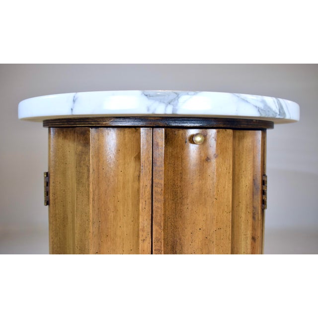 Neoclassical Style Fluted Column Cabinet Table Marble Top For Sale In Philadelphia - Image 6 of 11