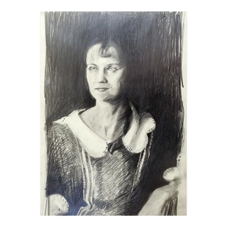 Vintage Pencil Portrait Drawing by Marilyn Lanfear For Sale