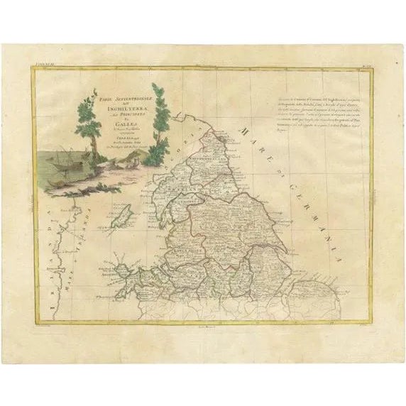 Antique Map of Northern England and Wales by Zatta, 1784 For Sale