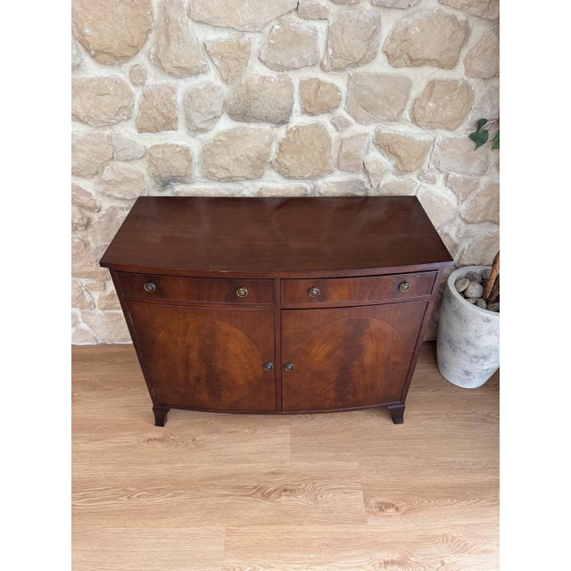 Brown Mahogany Bow-Fronted Buffet, 1950s For Sale - Image 8 of 14