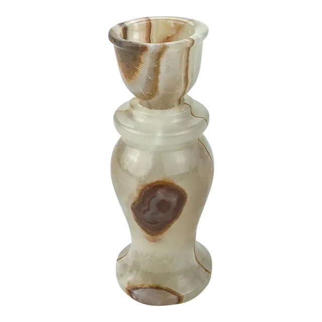 Genuine Hand Carved Onyx Stone Candle Holder For Sale