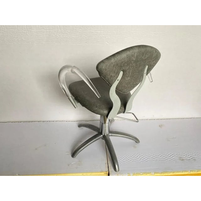 Gray Pivoting Hairdresser Armchair in Skai, 1970s For Sale - Image 8 of 13