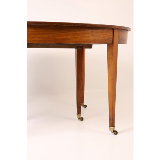 Antique Extendable Walnut Dining Table on Brass Castors, 1860 For Sale - Image 10 of 12