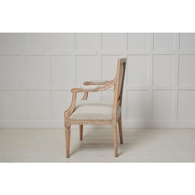 Swedish Gustavian Upholstered Pine Armchair For Sale - Image 4 of 11