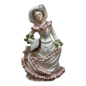 Vintage Hand-Painted Porcelain Victorian Lady Figurine