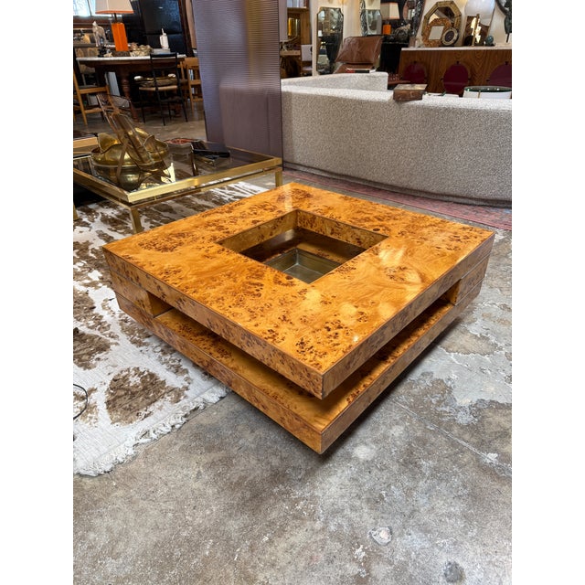 Willy Rizzo Mid-Century Burl Wood Coffee Table For Sale - Image 9 of 10