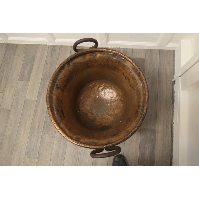 Mid 19th Century Hand Beaten Copper Cooking Cauldron on Stand, 1850s For Sale - Image 5 of 7