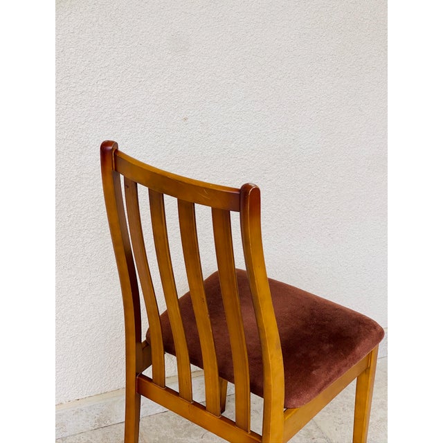 Brown Vintage Wood and Velvet Chairs, 1970s, Set of 2 For Sale - Image 8 of 12