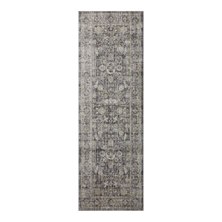 Jean Stoffer x Loloi Katherine Midnight/ Tobacco 2'-7" x 16'-0" Runner Rug For Sale