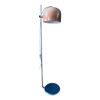 Space Age Floor Lamp with Chrome Base and Orange Shade from Guzzini For Sale