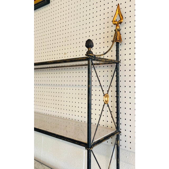 Modern Late 20th Century Modern Federal Wrought Iron & Marble Hanging Shelf For Sale - Image 3 of 4