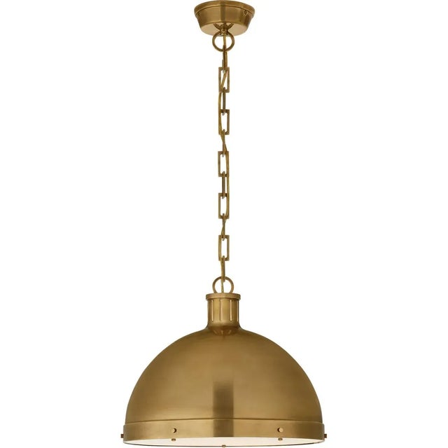 Hicks Extra Large Pendant in Hand-Rubbed Antique Brass with Acrylic Diffuser Designer: Thomas O'Brien Canopy: 4.5" Round...