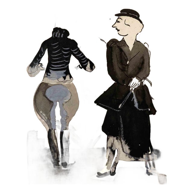 Mino Maccari, The Jockey, Drawing on Paper, 1935 For Sale