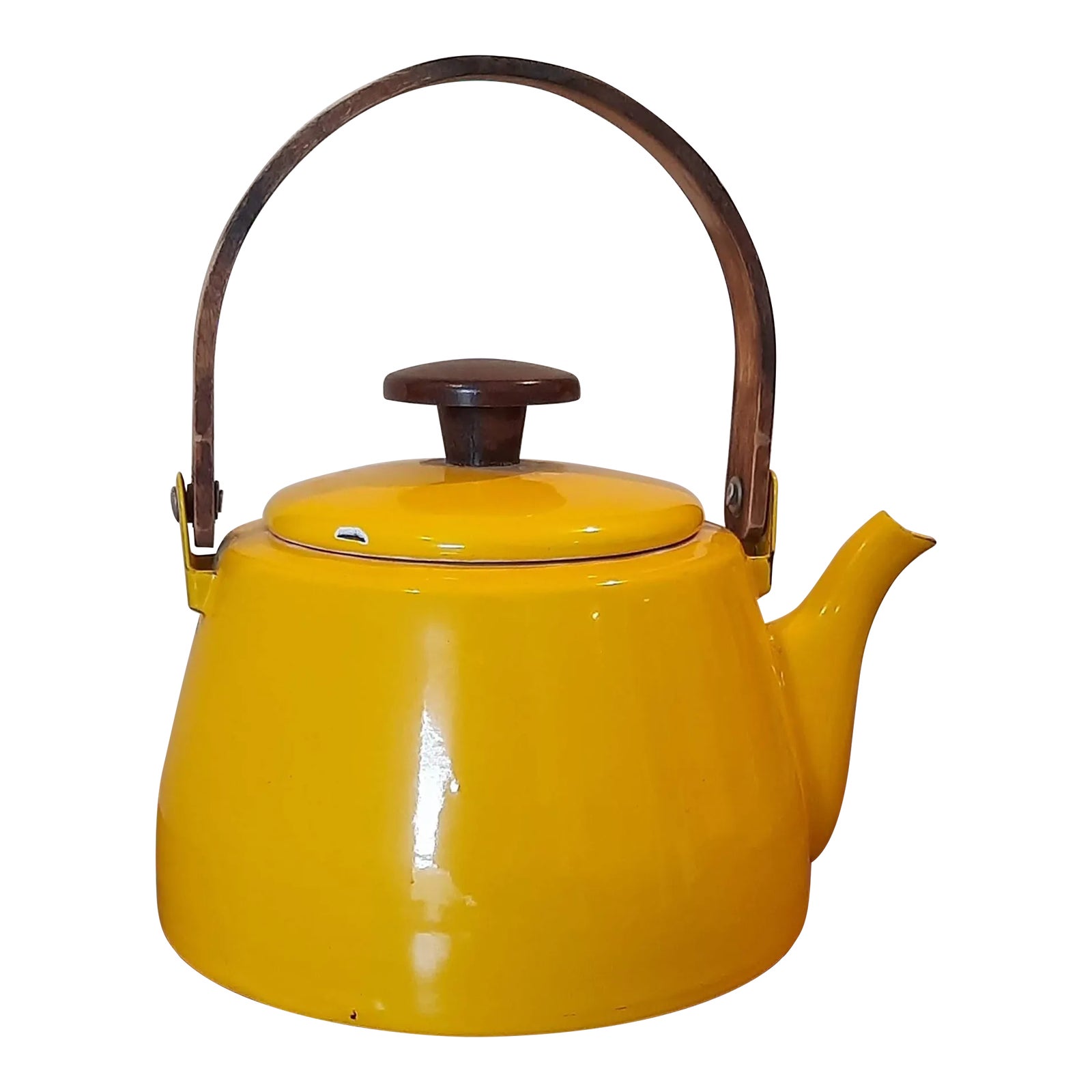 Vintage Yellow Enamel Takahashi Teapot Kettle San Francisco | Chairish