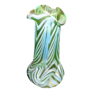 Antique Art Nouveau Lotze Green Art Glass Hand Blown Vase Attributed