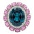 Natural Blue Topaz, Diamond, & Pink Sapphire Ring in 14k Gold For Sale