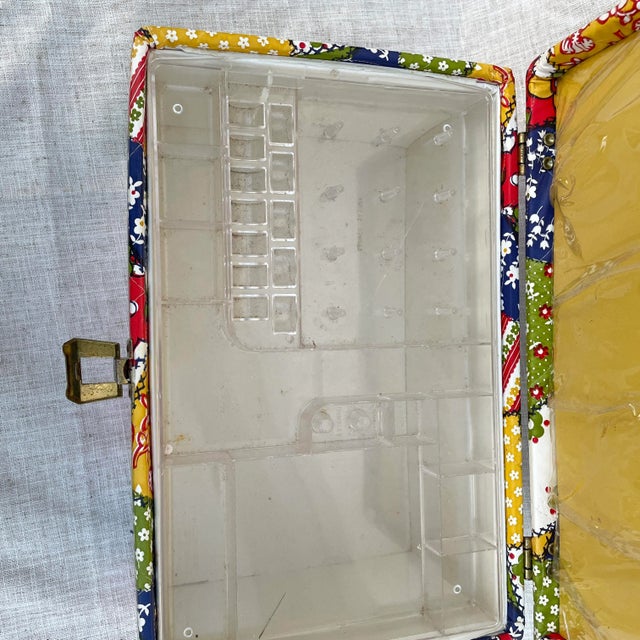 Metal Vintage 1970s Faux Patchwork Sewing Box For Sale - Image 7 of 9